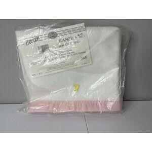 Vtg Beacon Acrylic‎ Polyester Baby Crib Blanket White Pink Trim Made In USA